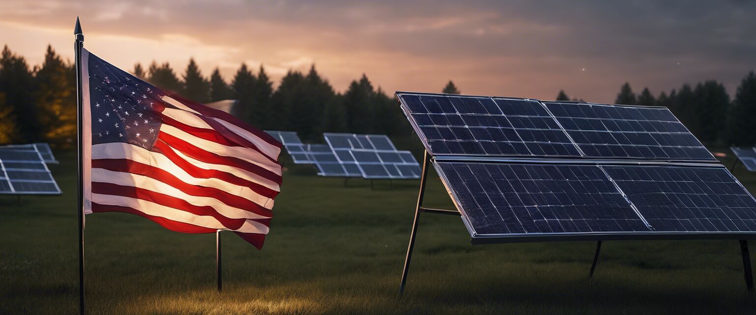 Solar flag lights at night